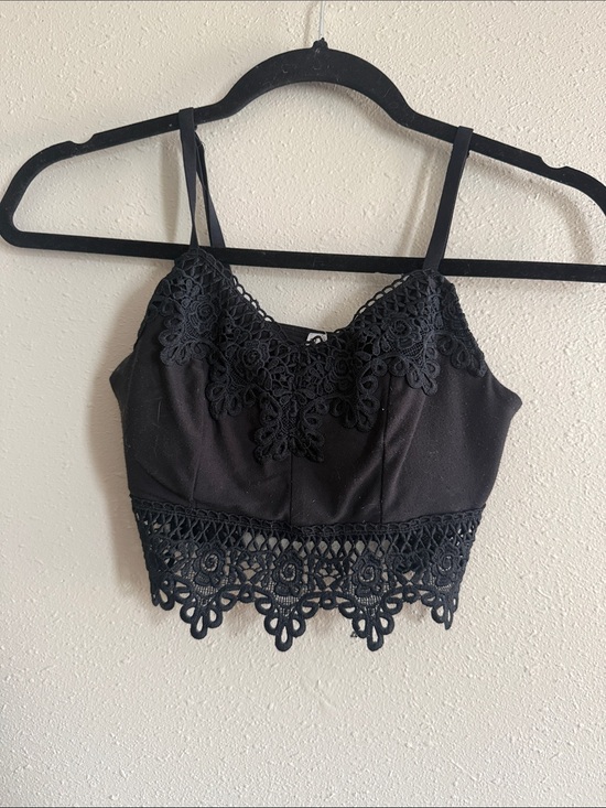Mudd Tops - Mudd Black Crochet Lace Tank Top